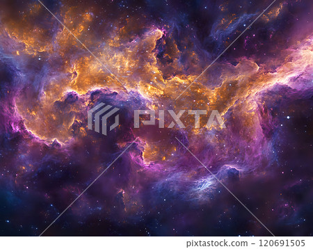 Dreamy Celestial Ambiance Showcasing Glowing Nebulas and Cosmic Swirls of Colorful Light 120691505