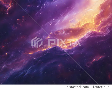 Captivating Celestial Ambiance with Glowing Nebulas and Swirling Galactic Forms 120691506