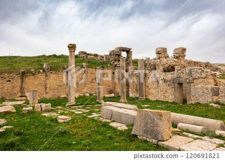 Temple of Minerva in archeological site of Dougga in north-west Tunisia Temple of Minerva in archeological site of Dougga in north-west Tunisia 120691821