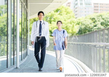 Young doctors and nurses working in hospitals 120691847