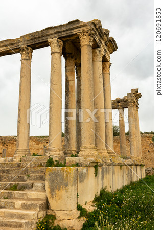 Temple of Juno Caelestis in archeological site of Dougga in north-west Tunisia Temple of Juno Caelestis in archeological site of Dougga in north-west Tunisia 120691853