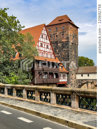Historical old town with view of Henkerturm tower Historical old town with view of Henkerturm tower 120692756