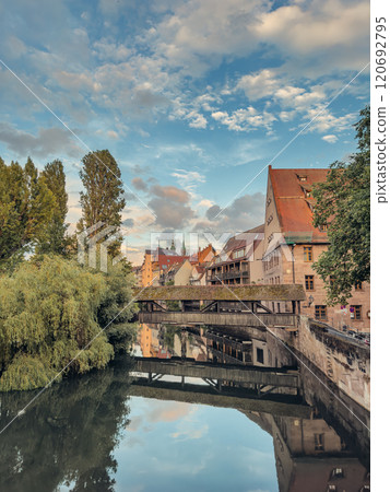 Hangmans Bridge Henkersteg  in Nuremberg at sunset 120692795