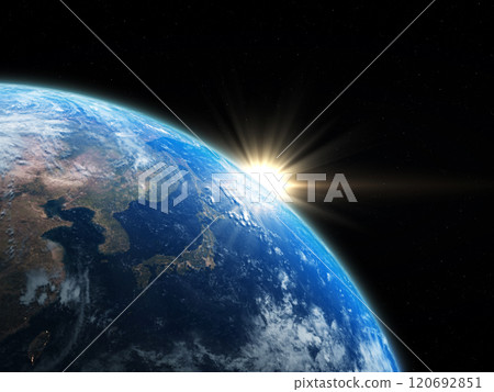 日本周圍的地球新年新年日出新年快樂太陽 日本周圍的地球新年新年日出新年快樂太陽 120692851