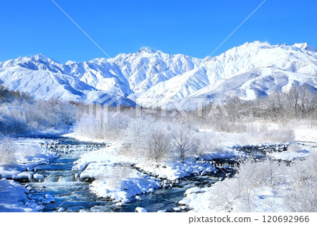 Matsukawa and the Northern Alps in winter 120692966