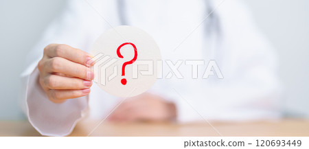 Doctor show Questions Mark ( ? ) on paper. FAQ, frequency asked questions, Answer, Information, Communication, Health, Diagnosis and Medical concept Doctor show Questions Mark ( ? ) on paper. FAQ, frequency asked questions, Answer, Information, Communication, Health, Diagnosis and Medical concept 120693449