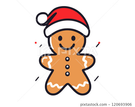 Gingerbread man with Santa hat 120693906