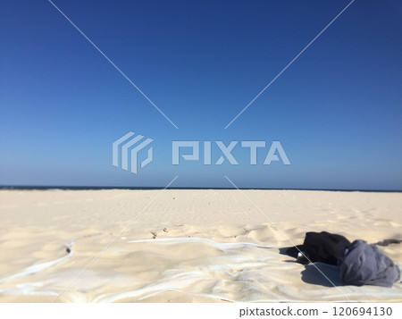 Blue sky and white sand beach Blue sky and white sand beach 120694130