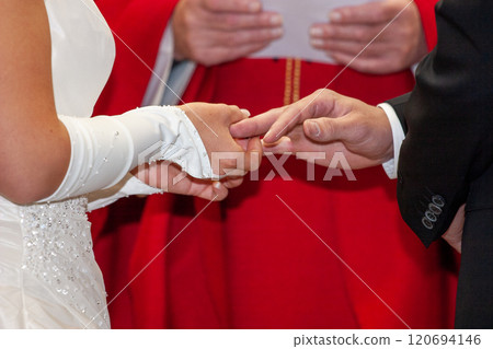 An Elegant Wedding Ceremony A Beautiful and Cherished Moment of Love Between Two Hearts An Elegant Wedding Ceremony A Beautiful and Cherished Moment of Love Between Two Hearts 120694146