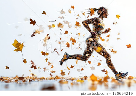 Runner silhouette overlaid with road map and speed lines representing commitment to fitness Runner silhouette overlaid with road map and speed lines representing commitment to fitness 120694219