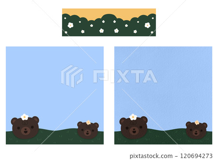 Cute Blue Bear And Garden Paper With Green Tape Memo Paper Memo Pad Note Pad Paper Post It Digital Blank Paper Blank Note 120694273