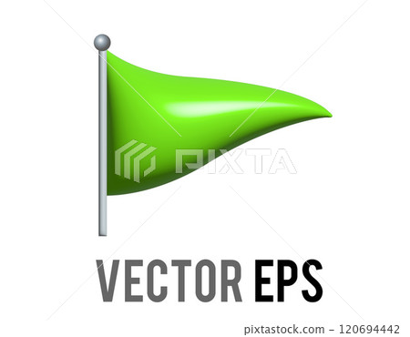 Vector isolated vector triangular gradient green flag icon with silver pole 120694442