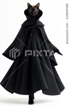 Russian Blue in a long black coat 120694566