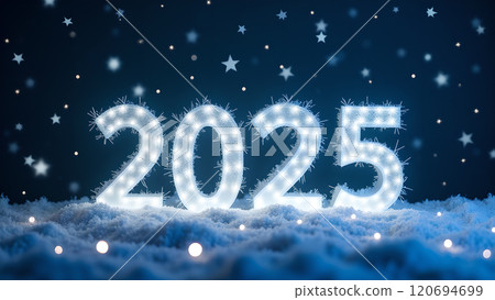 happy new year with snow on blue background 120694699