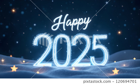happy new year with snow on blue background 120694701