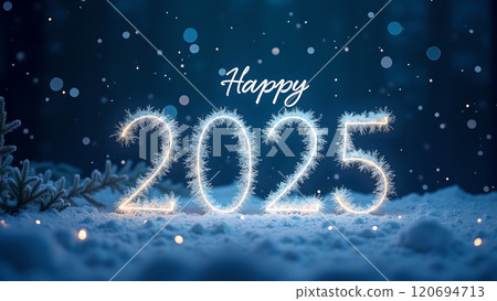 happy new year snow concept on blue background happy new year snow concept on blue background 120694713