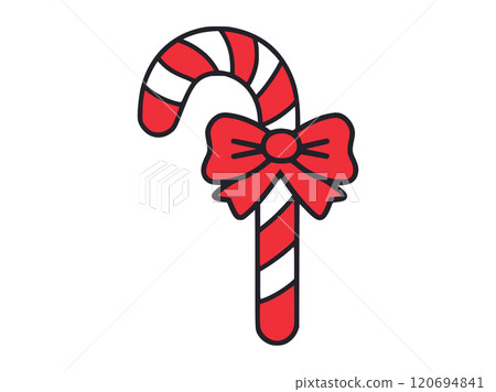 Candy cane with red bow Candy cane with red bow 120694841