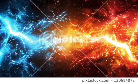 "Comparative red and blue energy background" 120694872