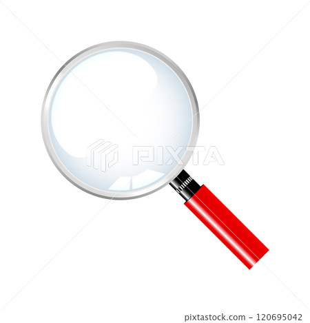 Magnifying glass loupe with gray handle on white background Magnifying glass loupe with gray handle on white background 120695042