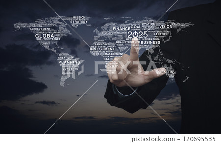 Happy new year 2025 global business start up concept, Elements of this image furnished by NASA 120695535