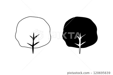 簡單的樹黑白插圖集 120695639