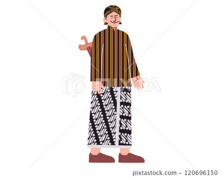 Sunan Kalijaga Indonesia Javanese teacher leader Islamic spiritual saint Wali Songo Raden Mas Said Javanese design set colorful icon 120696150