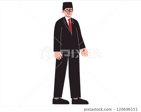 Mohammad Hatta Indonesia hero proclaimer Independence freedom Indonesian vice president patriot warrior leader republican person political character design icon set colorful 120696151