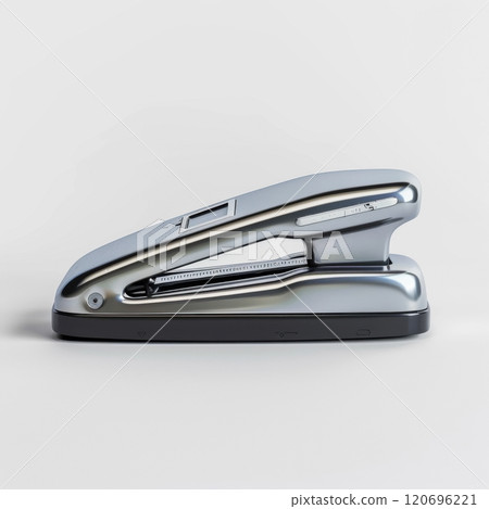 Sleek silver stapler isolated on a white background modern office supply design 120696221