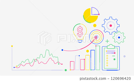 Economics and investment report infographic illustration background 120696420