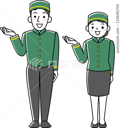 酒店男女工作人員為您指導 120696709