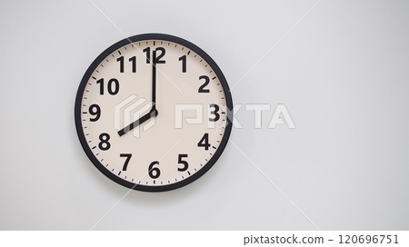 Classic Black-Edged Clock on White Background at 20.00/08.00 - Perfect for Time Management and Text Space Classic Black-Edged Clock on White Background at 20.00/08.00 - Perfect for Time Management and Text Space 120696751
