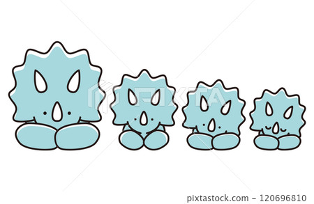 並排躺著的三角龍家族的插圖 120696810