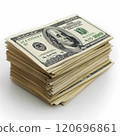 Stack of us dollar bills isolated on white background for financial concept 120696861
