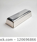 Silver metal bar on a white surface under soft lighting 120696866
