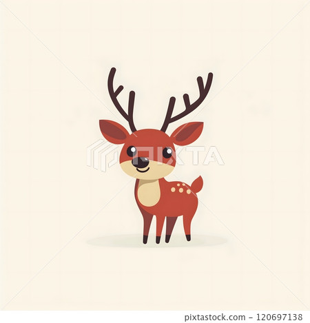 Cute Cartoon Reindeer with Brown Antlers_3 120697138