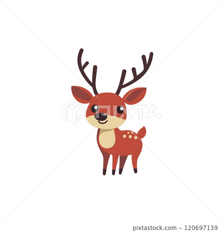 Cute Cartoon Reindeer with Brown Antlers_3_Transparent 120697139