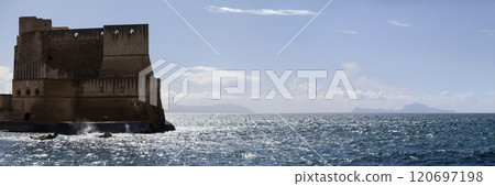 Panoramic view of the Castel Dell'ovo in Naples Panoramic view of the Castel Dell'ovo in Naples 120697198