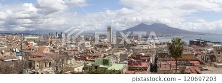 Panoramic view of Naples and the Vesuvius in Italy Panoramic view of Naples and the Vesuvius in Italy 120697203