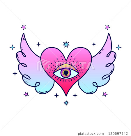 Heart with third eye Heart with third eye 120697342