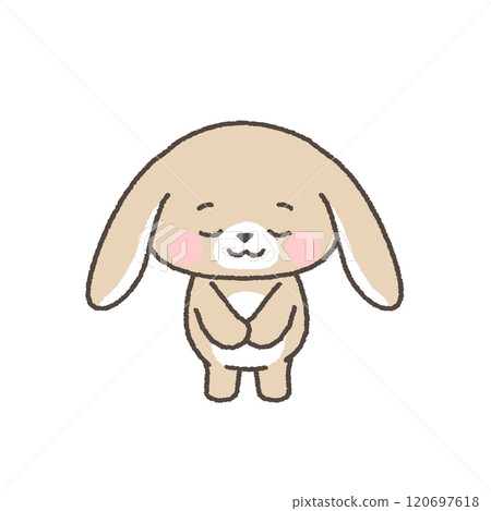 垂耳兔子鞠躬致謝 垂耳兔子鞠躬致謝 120697618