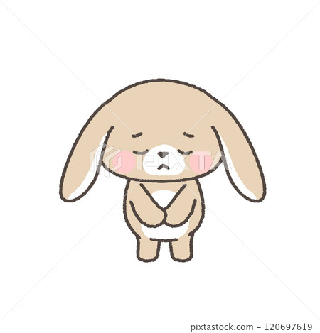 一隻垂耳兔子鞠躬道歉 120697619