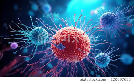 3DCG illustration of T cells, an antibody that attacks pathogens such as cancer cells and viruses. Medical material 3DCG illustration of T cells, an antibody that attacks pathogens such as cancer cells and viruses. Medical material 120697633