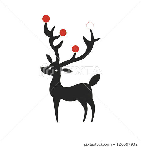 Minimalist Reindeer rudolph Illustration with Red Ornaments on Antlers_Transparent Minimalist Reindeer rudolph Illustration with Red Ornaments on Antlers_Transparent 120697932