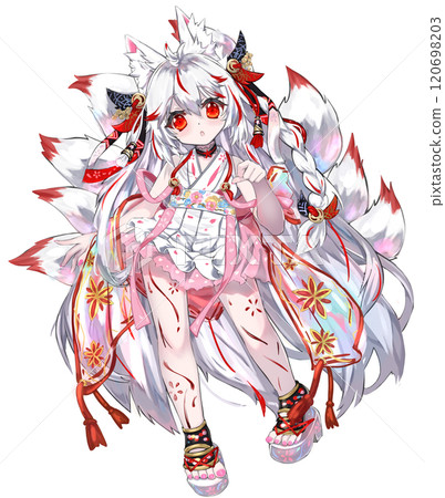 Standing image material "Fox demon white fox" girl facial expression 1 120698203