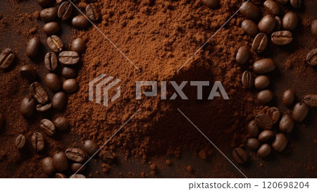 coffee beans caffeine brown texture, ai 120698204