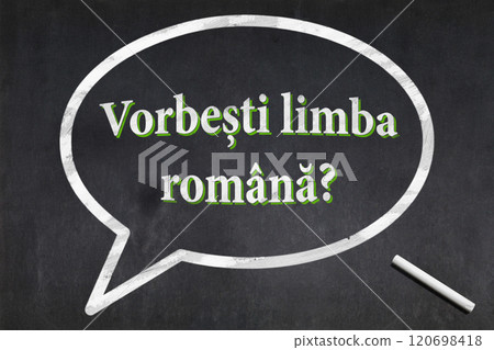 Do you speak Romanian written on a blackboard 120698418