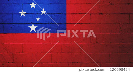 Flag of Samoa painted on a wall 120698434