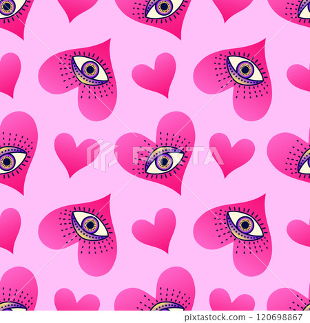 Seamless pattern with mystical pink hearts Seamless pattern with mystical pink hearts 120698867