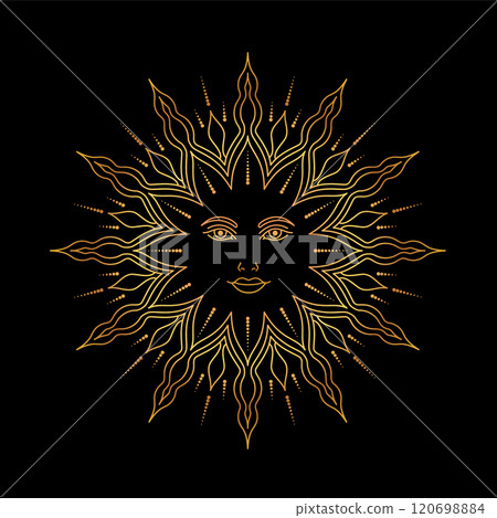 Esoteric sun in line art style Esoteric sun in line art style 120698884