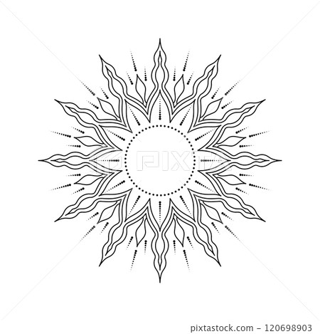 Esoteric sun in line art style  120698903